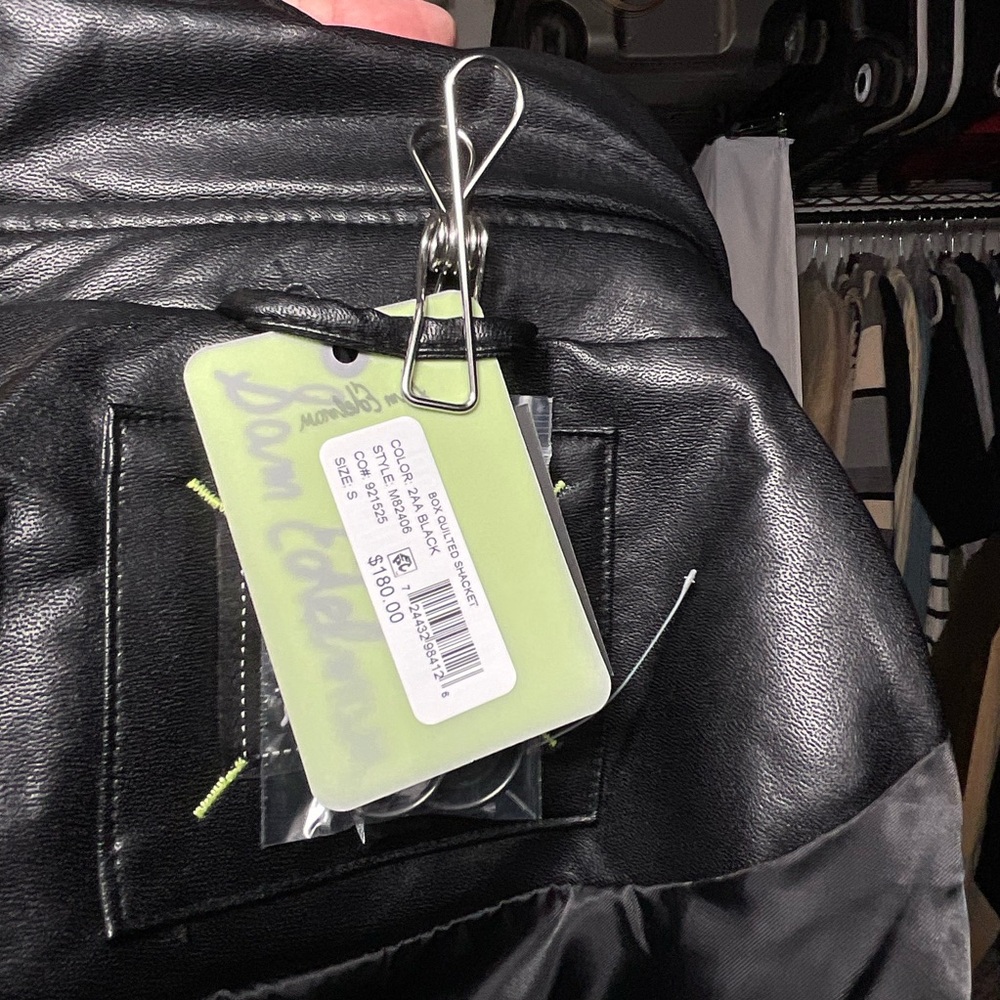 Sam Edelman Women’s Black Box Quilted Jacket SzS Faux Leather NEW Closet Classic - Picture 3 of 4
